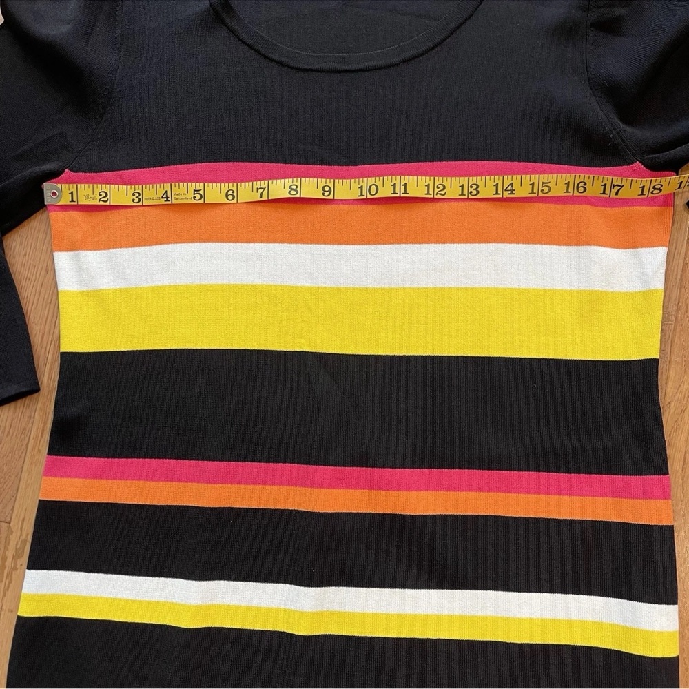 Cable & Gauge‎ ladies Y2K colorful band striped black sweater size XL 3/4 sleeve - Picture 9 of 11